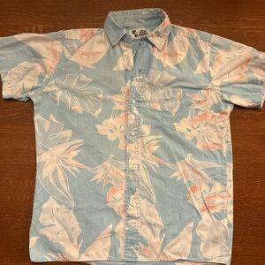 Hilo Hattie Light Blue and White Tropical Shirt